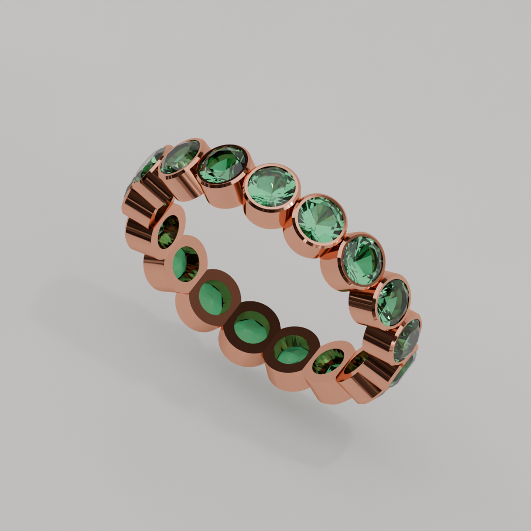 Churumbela Completa Esmeralda BEZEL- Birthstone Mayo - 3.5mm - Churumbela de Oro (10k, 14k, 18k) y Moissanitas