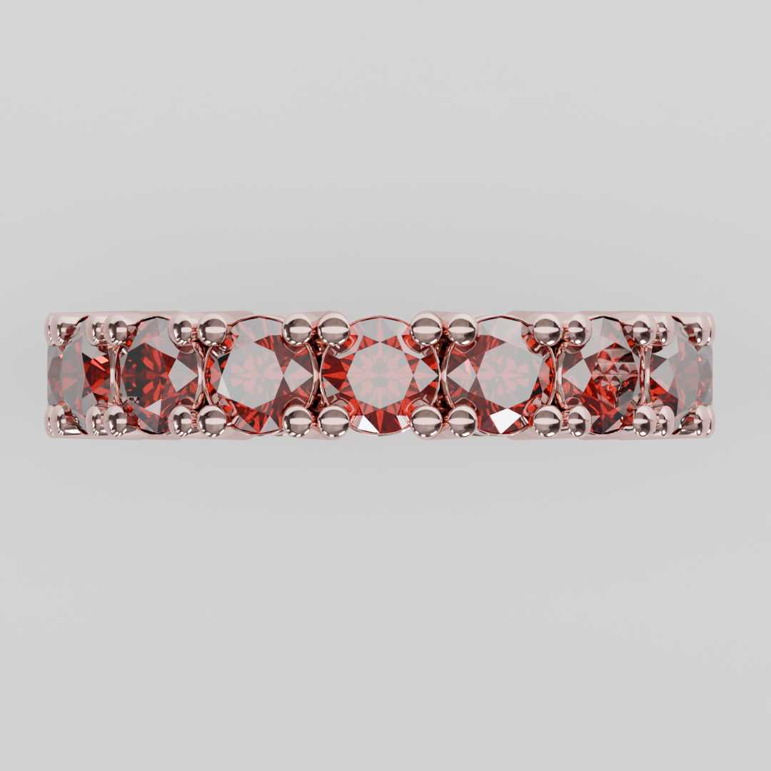 Anillo Churumbela Completa Granate Birthstone Enero Claw (4.0mm) - Joyería Fina en Oro Sólido (10k, 14k, 18k) o Plata 0.925