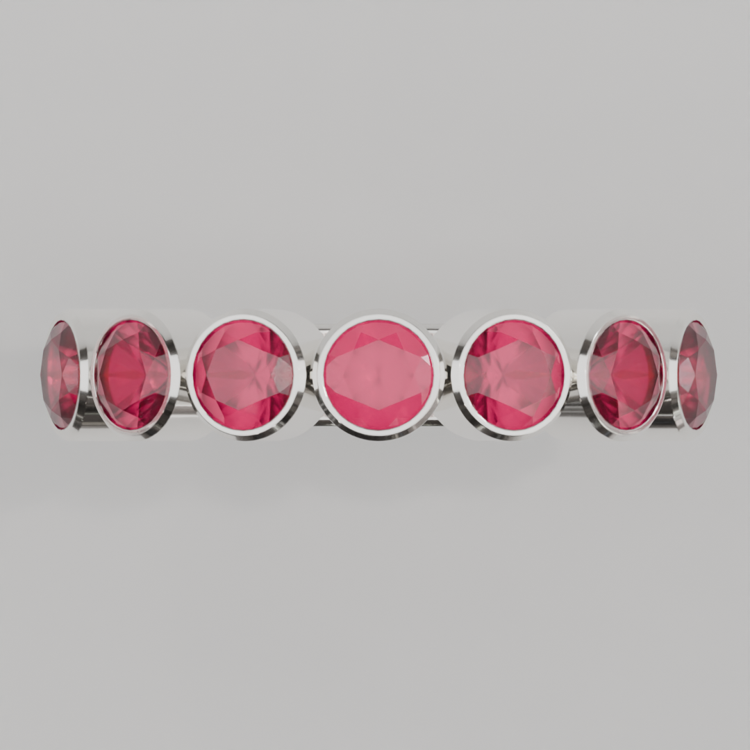Media Churumbela Rubi BEZEL- Birthstone Julio - 4.0mm - Churumbela de Oro (10k, 14k, 18k) y Moissanitas