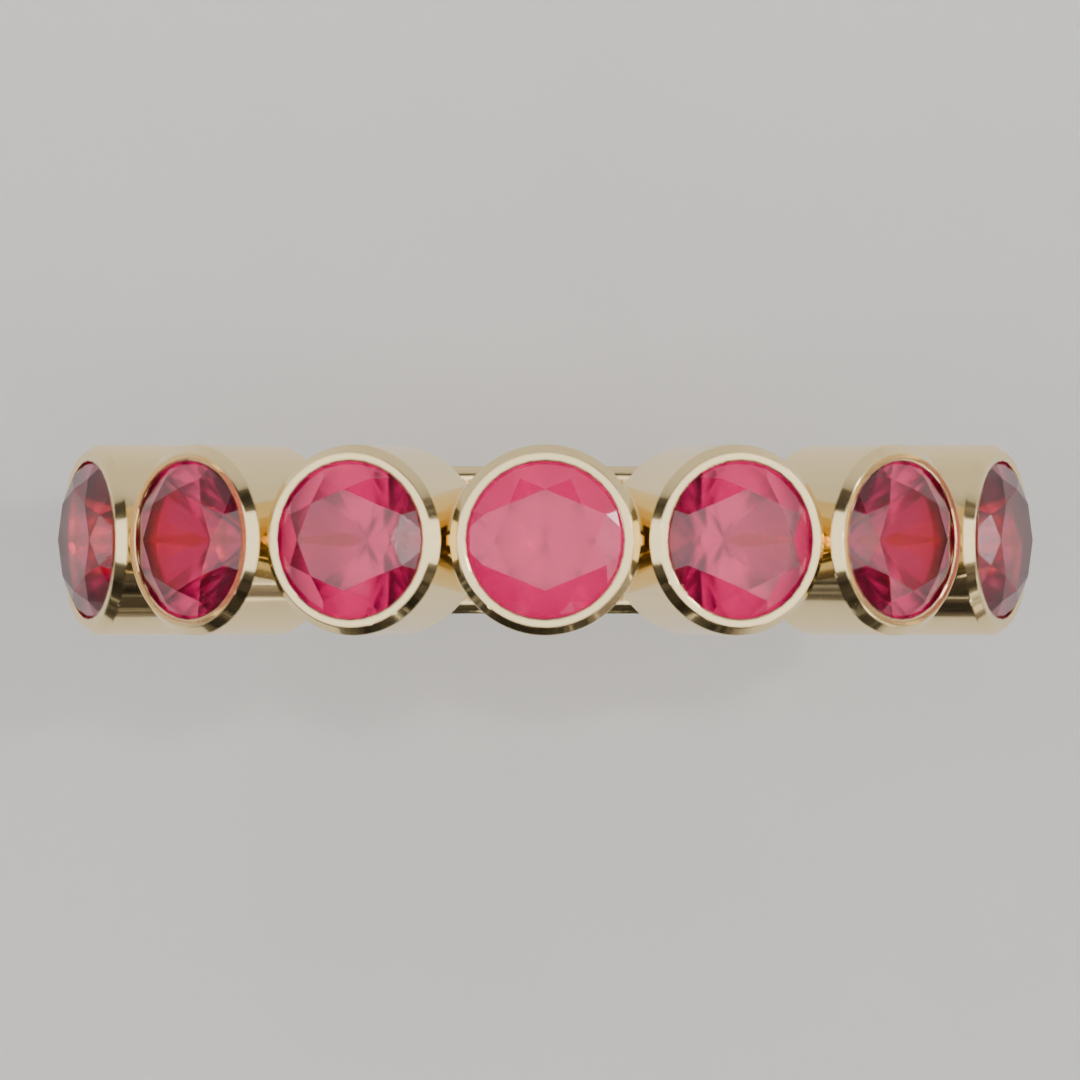 Media Churumbela Rubi BEZEL- Birthstone Julio - 4.0mm - Churumbela de Oro (10k, 14k, 18k) y Moissanitas