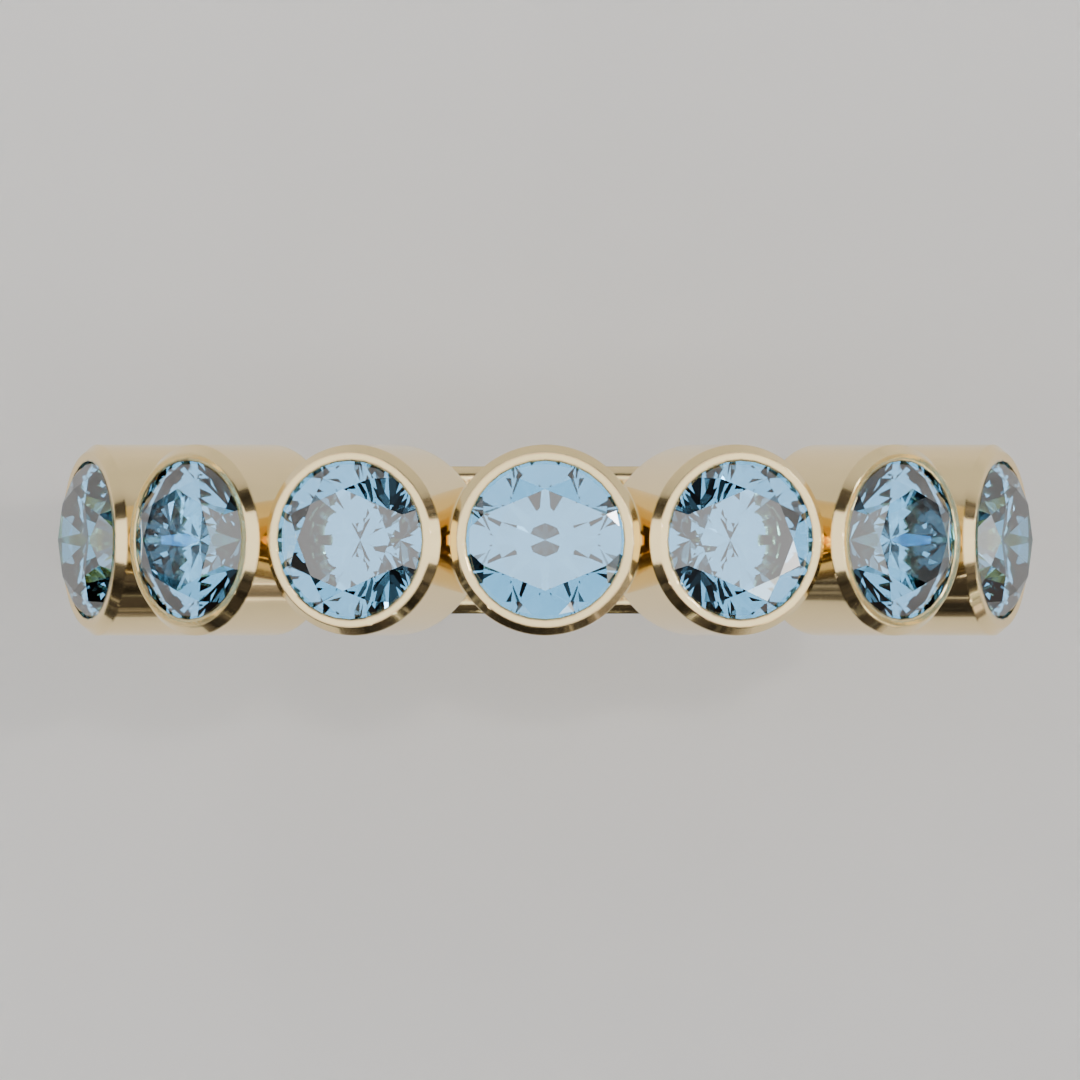 Media Churumbela Topacio Azul BEZEL- Birthstone Diciembre - 4.0mm - Churumbela de Oro (10k, 14k, 18k) y Moissanitas
