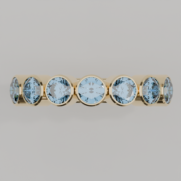 Media Churumbela Topacio Azul BEZEL- Birthstone Diciembre - 4.0mm - Churumbela de Oro (10k, 14k, 18k) y Moissanitas
