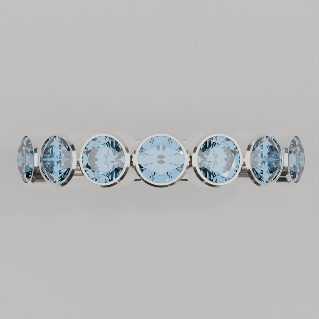 Media Churumbela Topacio Azul BEZEL- Birthstone Diciembre - 4.0mm - Churumbela de Oro (10k, 14k, 18k) y Moissanitas