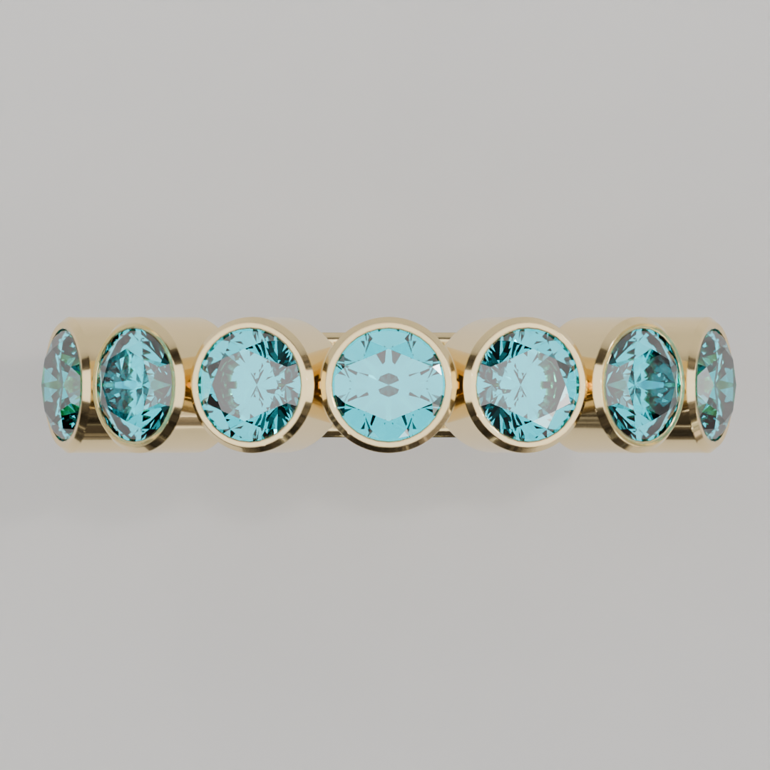 Media Churumbela Agua Marina BEZEL - Birthstone Marzo - 4.0mm