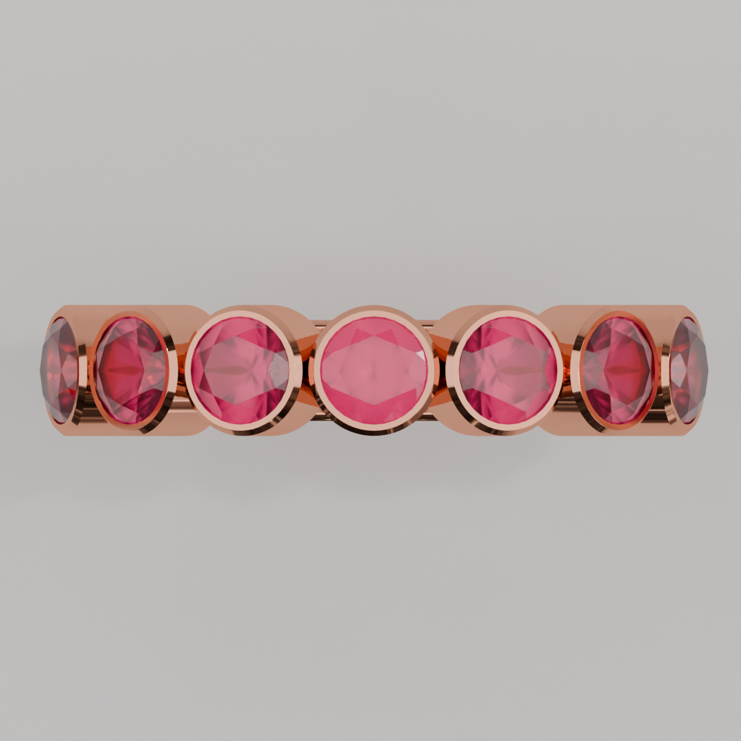 Media Churumbela Rubi BEZEL- Birthstone Julio - 4.0mm - Churumbela de Oro (10k, 14k, 18k) y Moissanitas