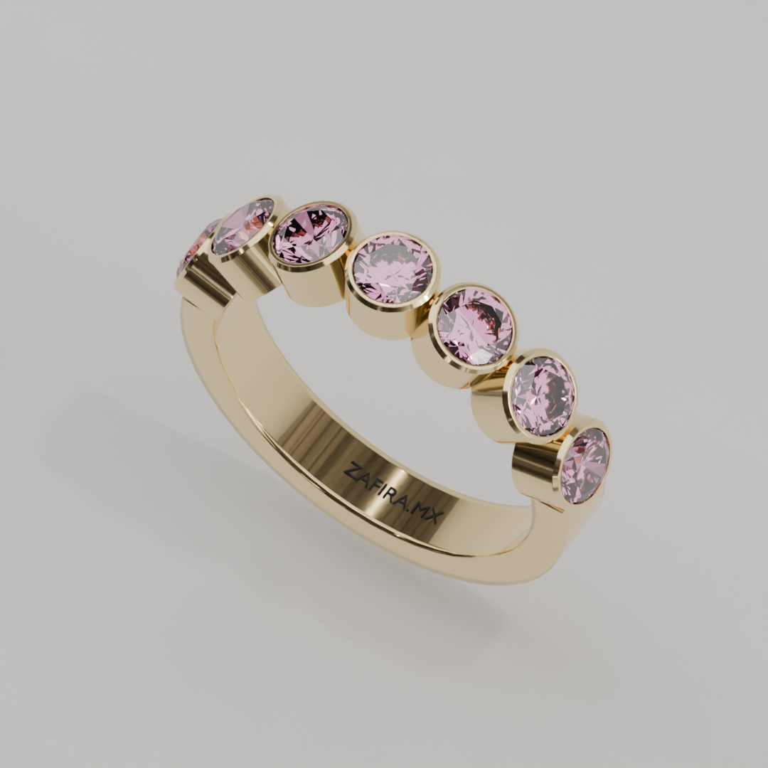 Media Churumbela Turmalina Rosa BEZEL- Birthstone Octubre - 4.0mm - Churumbela de Oro (10k, 14k, 18k) y Moissanitas