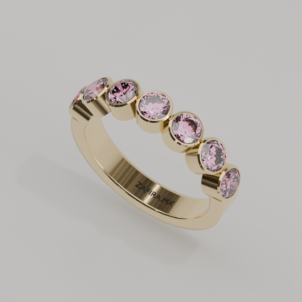 Media Churumbela Turmalina Rosa BEZEL- Birthstone Octubre - 4.0mm - Churumbela de Oro (10k, 14k, 18k) y Moissanitas