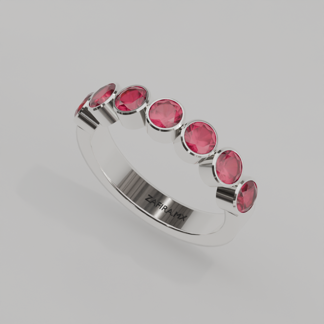 Media Churumbela Rubi BEZEL- Birthstone Julio - 4.0mm - Churumbela de Oro (10k, 14k, 18k) y Moissanitas