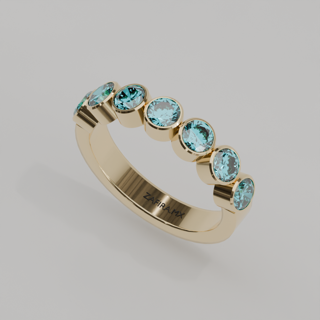 Media Churumbela Agua Marina BEZEL - Birthstone Marzo - 4.0mm