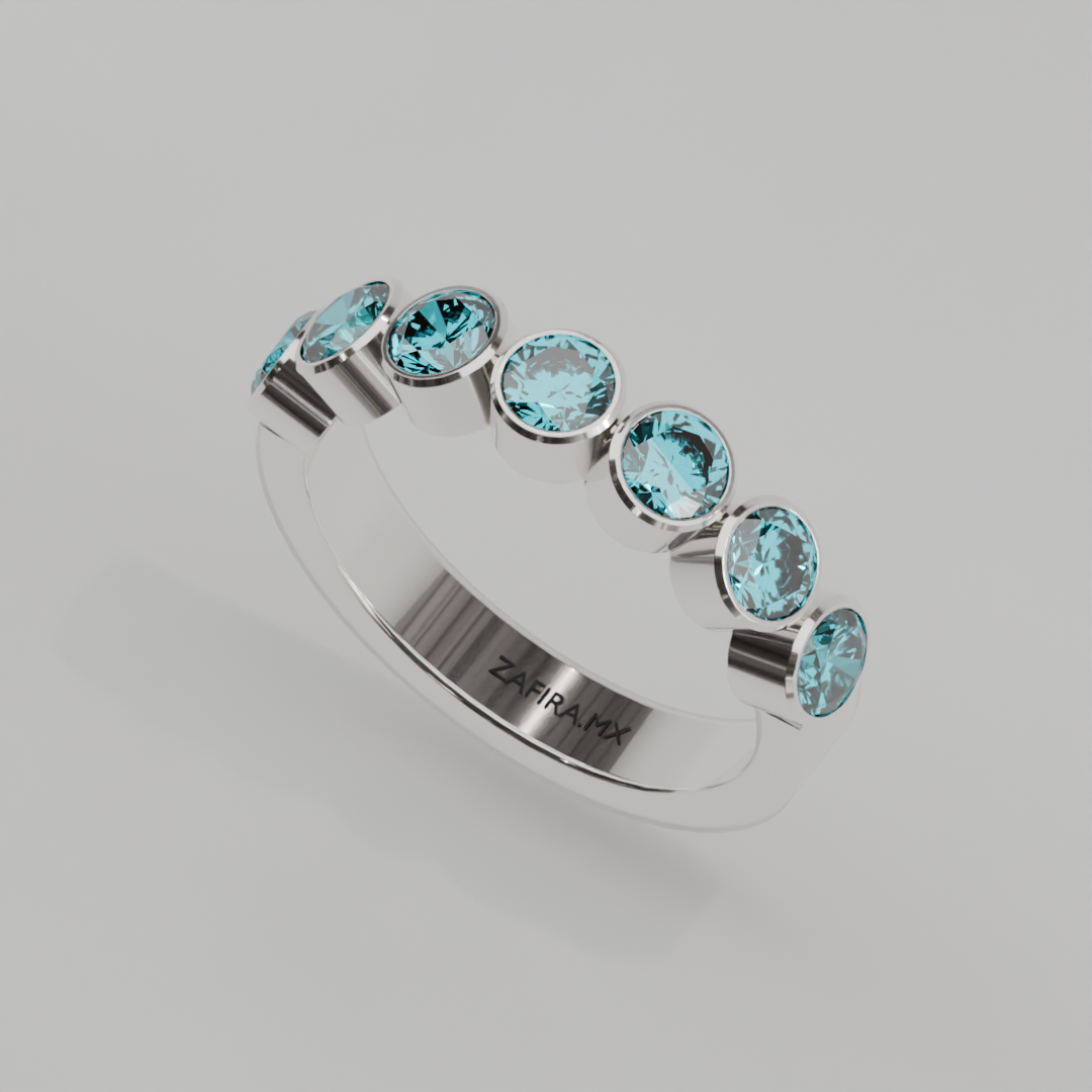Media Churumbela Agua Marina BEZEL - Birthstone Marzo - 4.0mm
