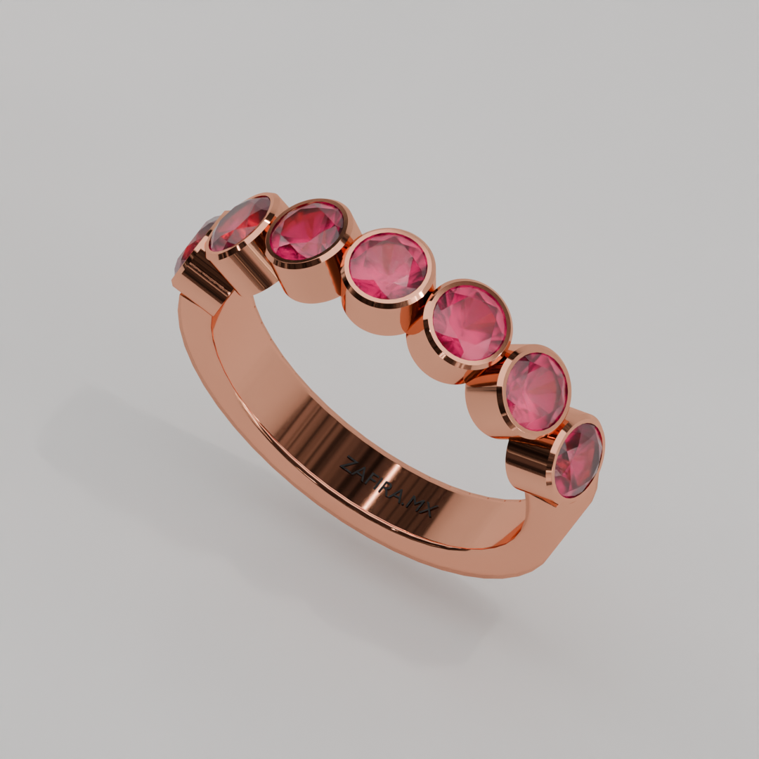 Media Churumbela Rubi BEZEL- Birthstone Julio - 4.0mm - Churumbela de Oro (10k, 14k, 18k) y Moissanitas