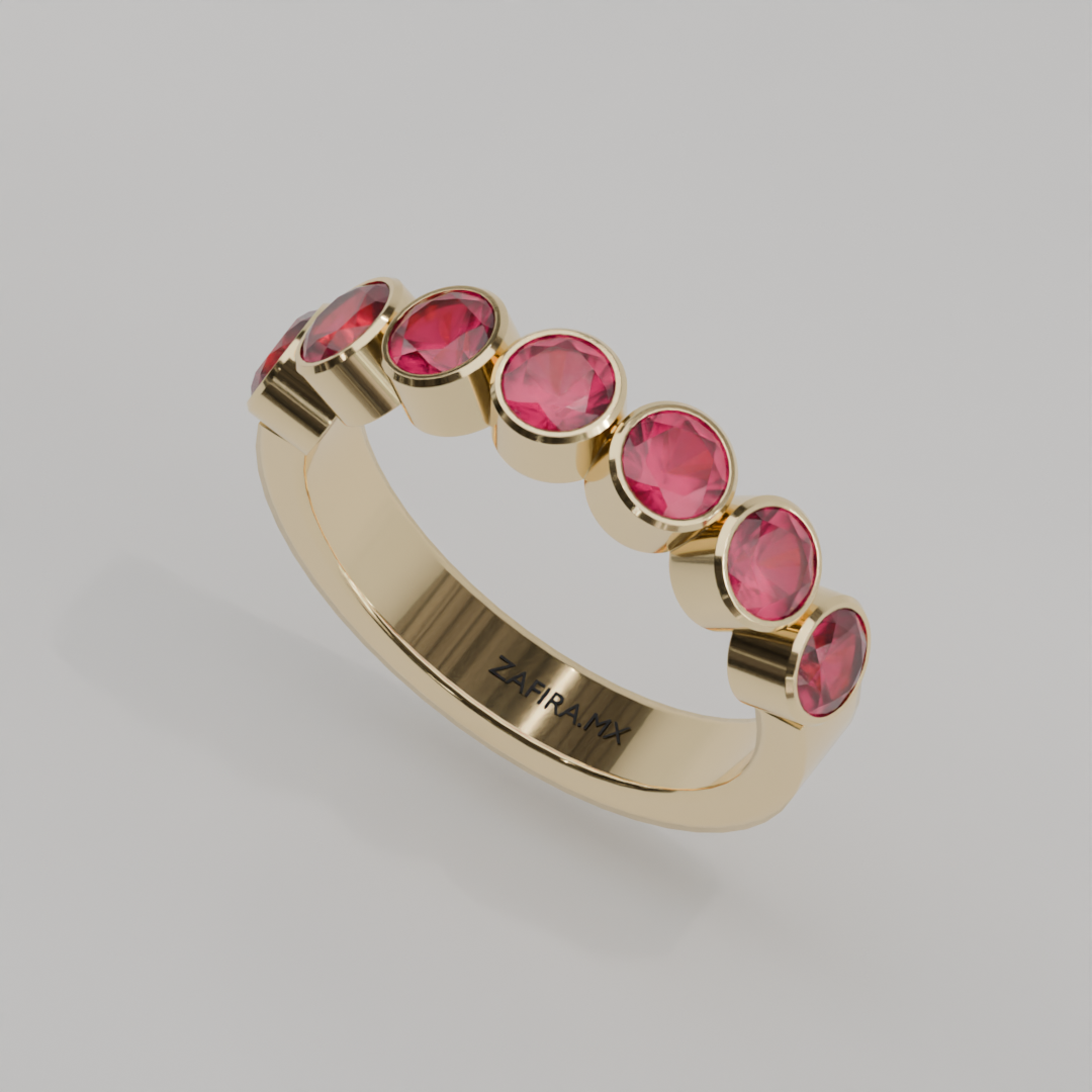 Media Churumbela Rubi BEZEL- Birthstone Julio - 4.0mm - Churumbela de Oro (10k, 14k, 18k) y Moissanitas