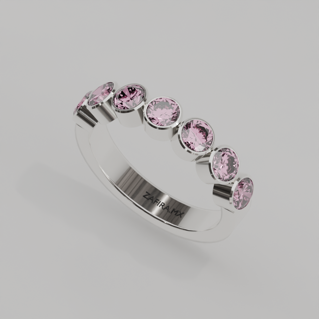 Media Churumbela Turmalina Rosa BEZEL- Birthstone Octubre - 4.0mm