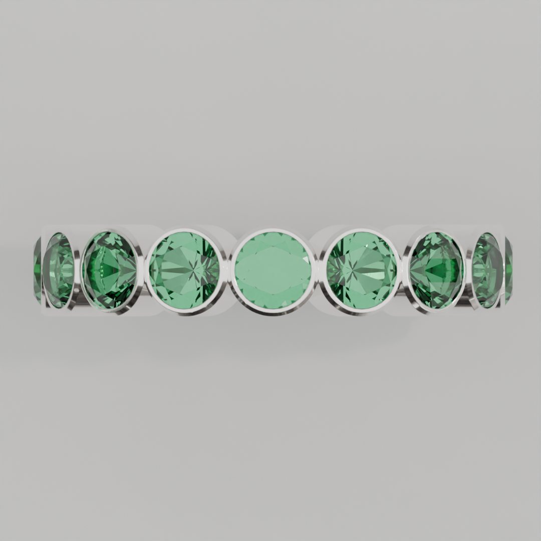 Churumbela Completa Esmeralda BEZEL - Birthstone Mayo - 4.0mm - Churumbela de Oro (10k, 14k, 18k) y Moissanitas