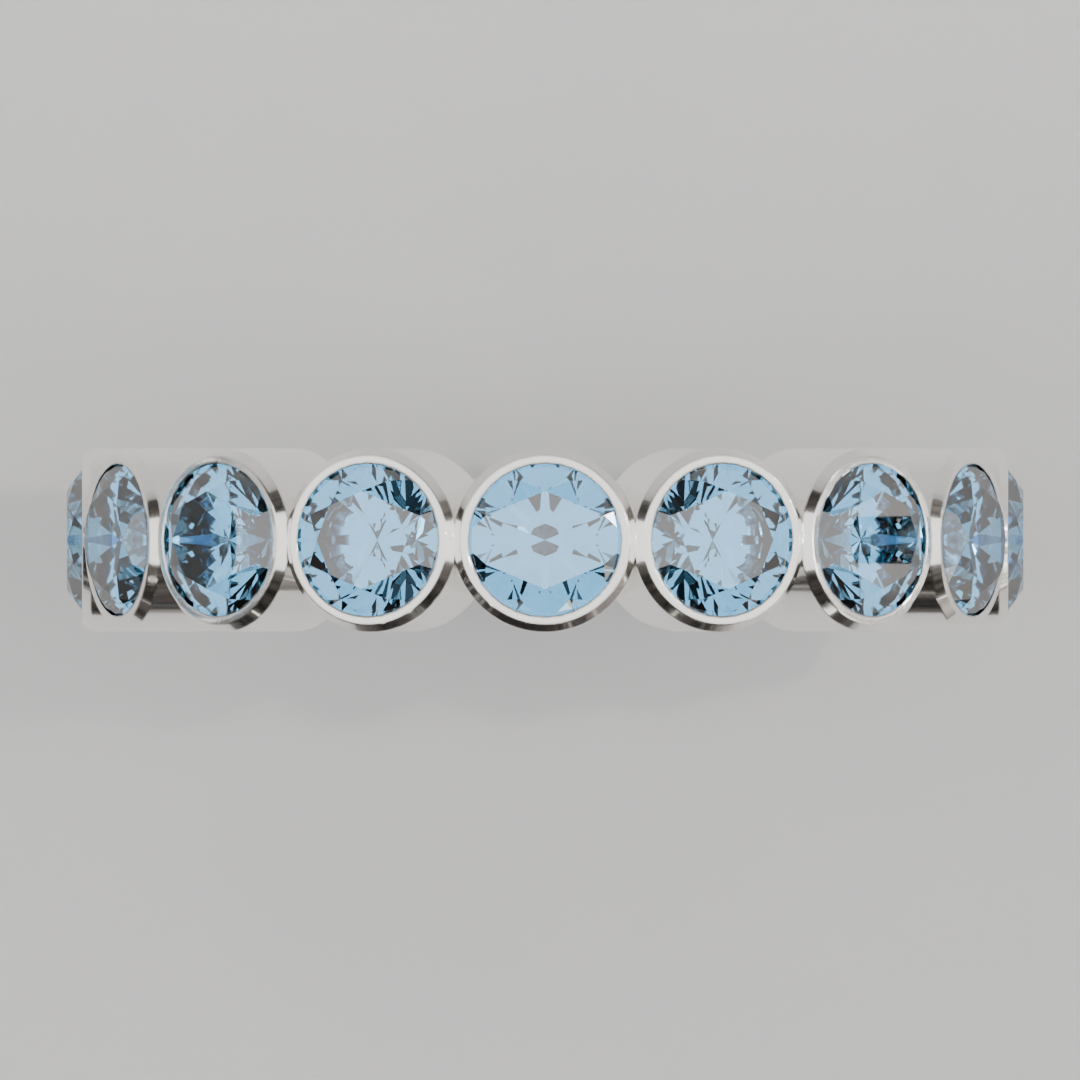 Churumbela Completa Topacio Azul BEZEL- Birthstone Diciembre - 4.0mm - Churumbela de Oro (10k, 14k, 18k) y Moissanitas
