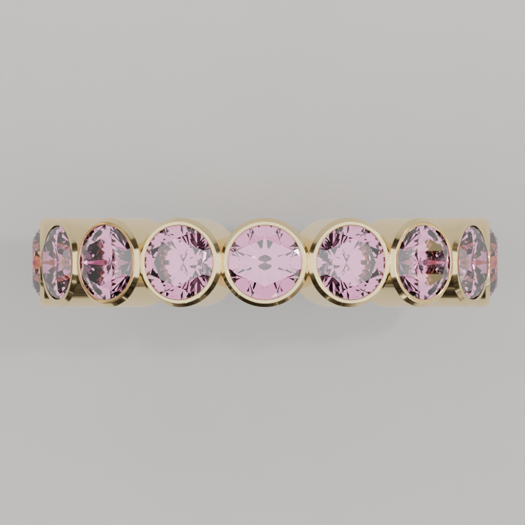Churumbela Completa Turmalina Rosa BEZEL- Birthstone Octubre - 4.0mm - Churumbela de Oro (10k, 14k, 18k) y Moissanitas