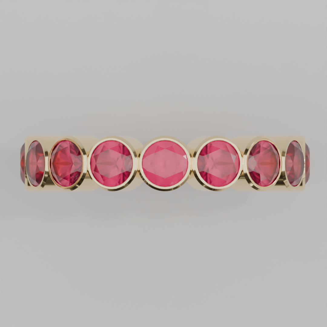 Churumbela Completa Rubi BEZEL- Birthstone Julio - 4.0mm - Churumbela de Oro (10k, 14k, 18k) y Moissanitas — joyería hecha a mano por Zafira MX (foto 2)