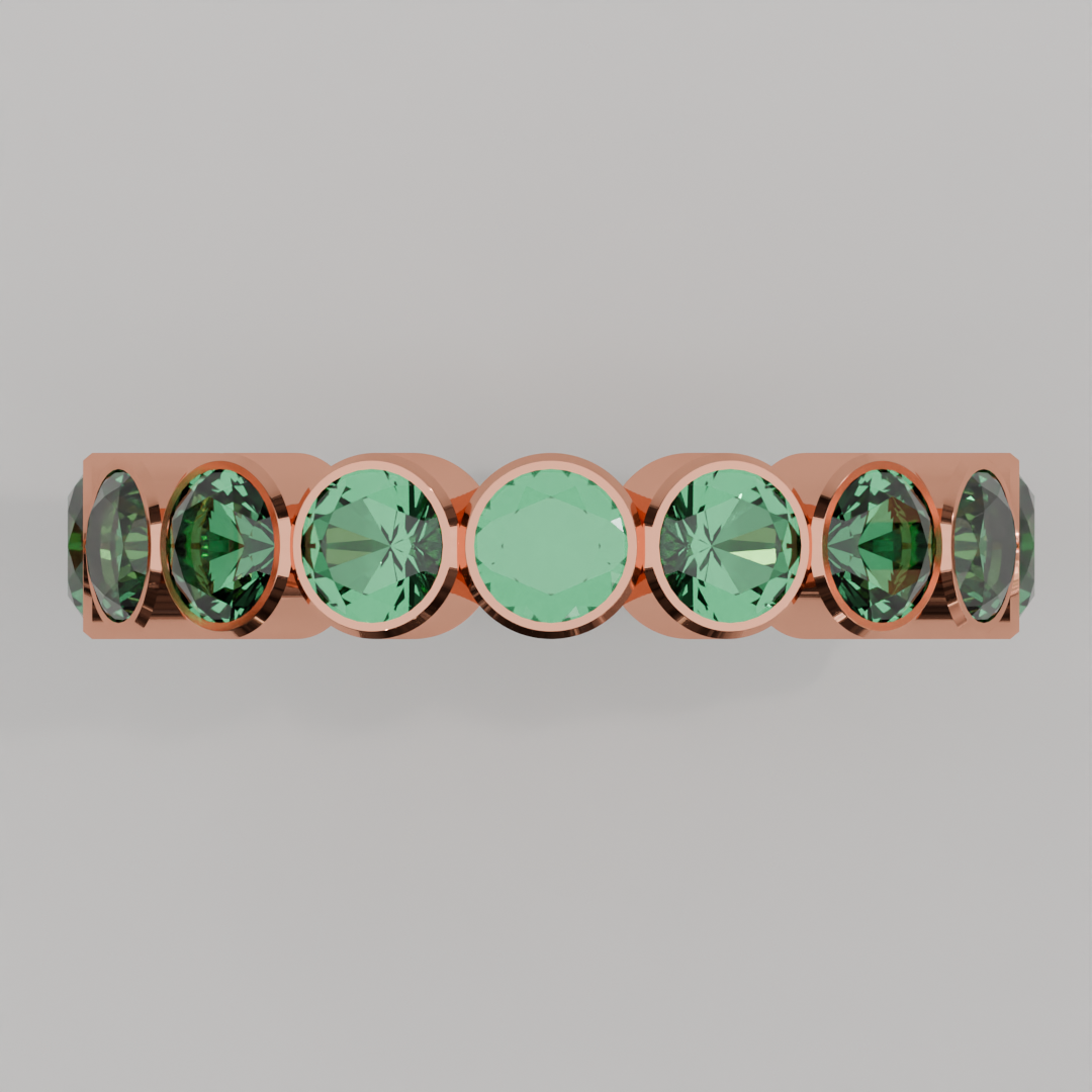 Churumbela Completa Esmeralda BEZEL - Birthstone Mayo - 4.0mm - Churumbela de Oro (10k, 14k, 18k) y Moissanitas