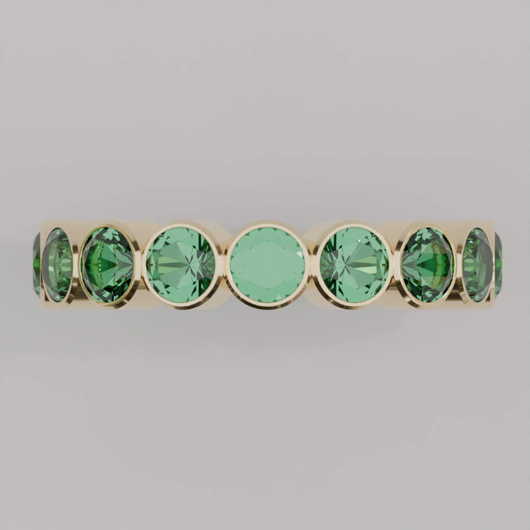 Churumbela Completa Esmeralda BEZEL - Birthstone Mayo - 4.0mm - Churumbela de Oro (10k, 14k, 18k) y Moissanitas