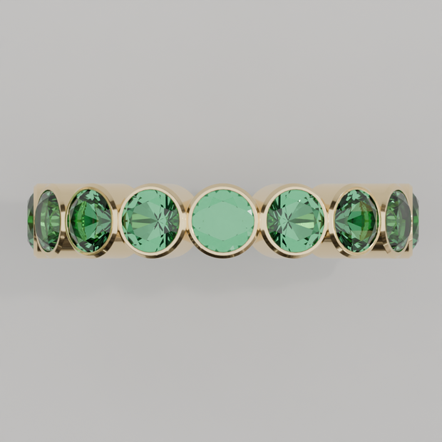 Churumbela Completa Esmeralda BEZEL - Birthstone Mayo - 4.0mm - Churumbela de Oro (10k, 14k, 18k) y Moissanitas