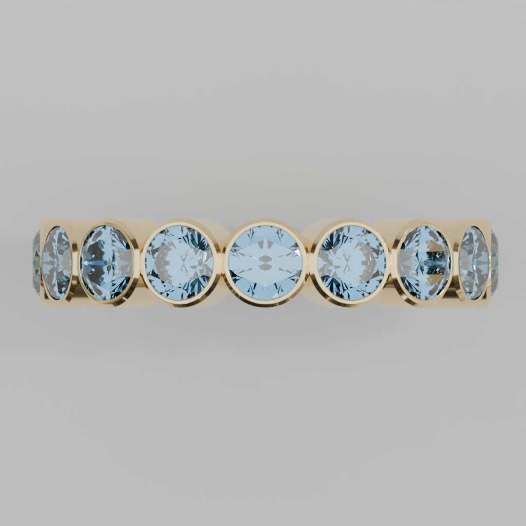 Churumbela Completa Topacio Azul BEZEL- Birthstone Diciembre - 4.0mm - Churumbela de Oro (10k, 14k, 18k) y Moissanitas