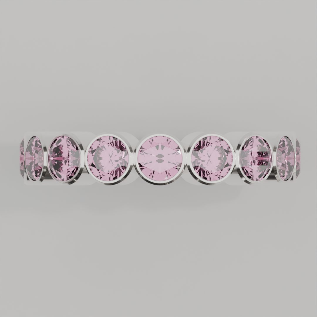 Churumbela Completa Turmalina Rosa BEZEL- Birthstone Octubre - 4.0mm - Churumbela de Oro (10k, 14k, 18k) y Moissanitas