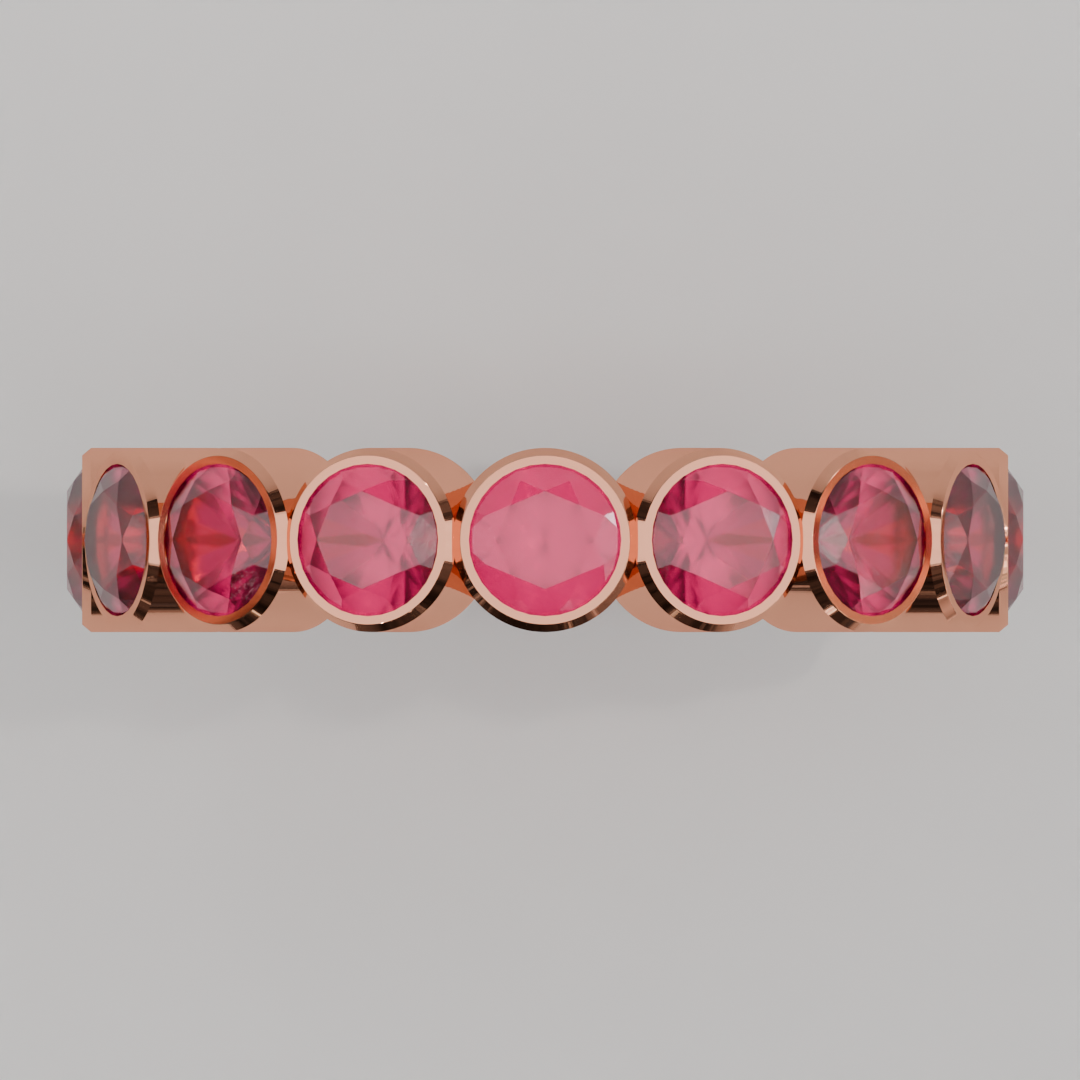 Churumbela Completa Rubi BEZEL- Birthstone Julio - 4.0mm - Churumbela de Oro (10k, 14k, 18k) y Moissanitas — joyería hecha a mano por Zafira MX (foto 8)