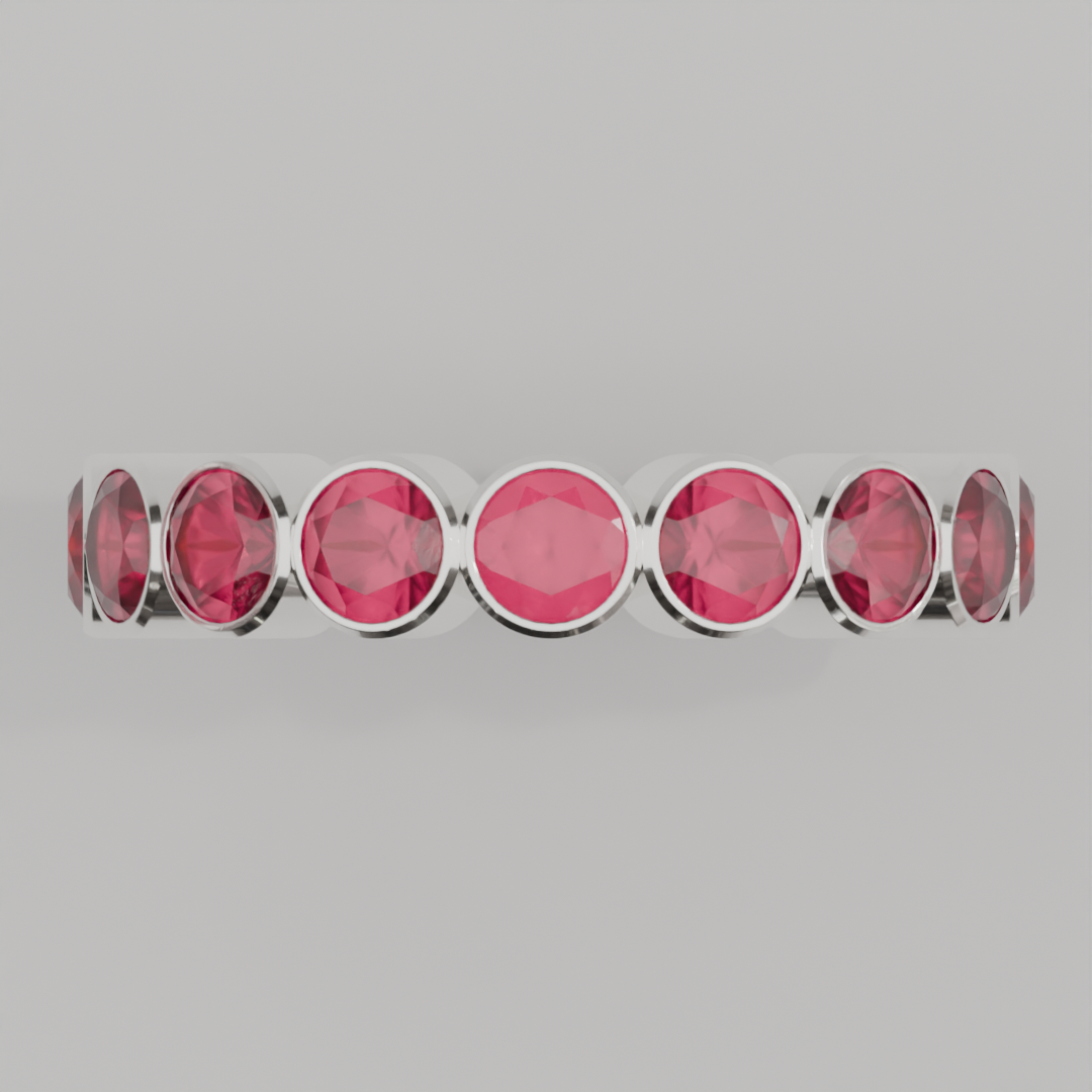 Churumbela Completa Rubi BEZEL- Birthstone Julio - 4.0mm - Churumbela de Oro (10k, 14k, 18k) y Moissanitas — joyería hecha a mano por Zafira MX (foto 5)
