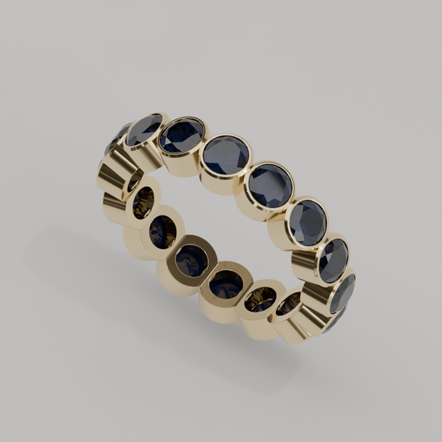 Churumbela Completa Zafiro BEZEL - Birthstone Septiembre - 4.0mm - Churumbela de Oro (10k, 14k, 18k) y Moissanitas