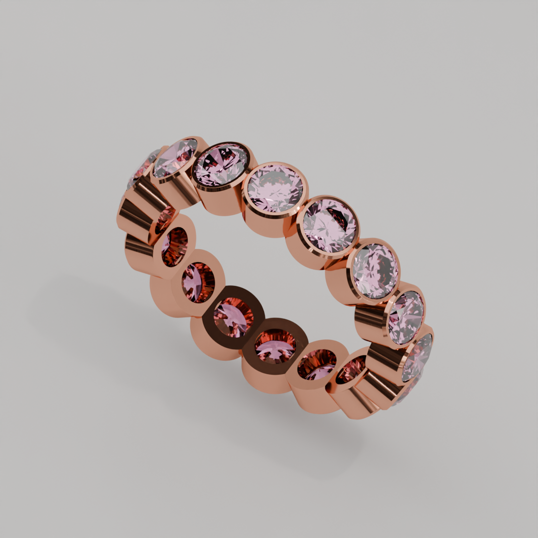 Churumbela Completa Turmalina Rosa BEZEL- Birthstone Octubre - 4.0mm - Churumbela de Oro (10k, 14k, 18k) y Moissanitas