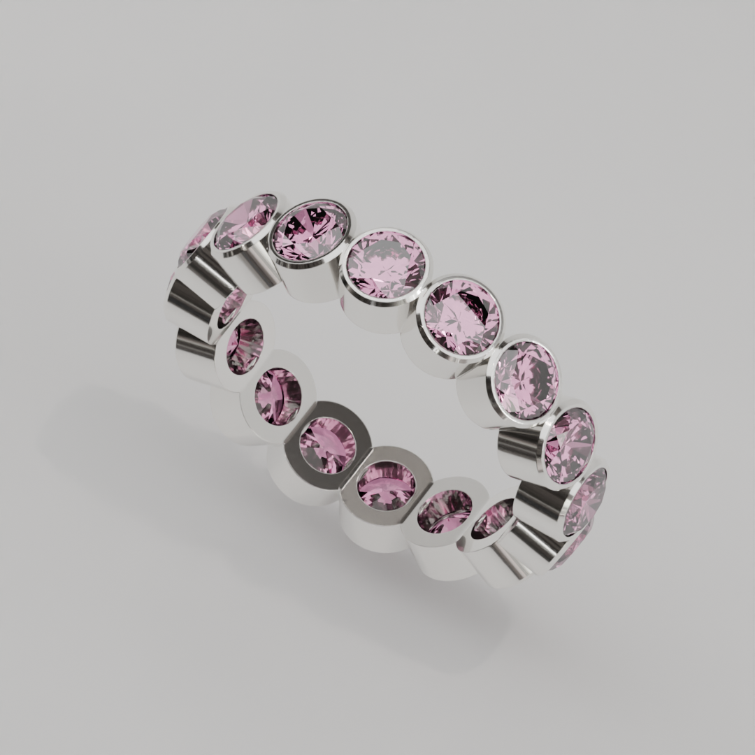 Churumbela Completa Turmalina Rosa BEZEL- Birthstone Octubre - 4.0mm