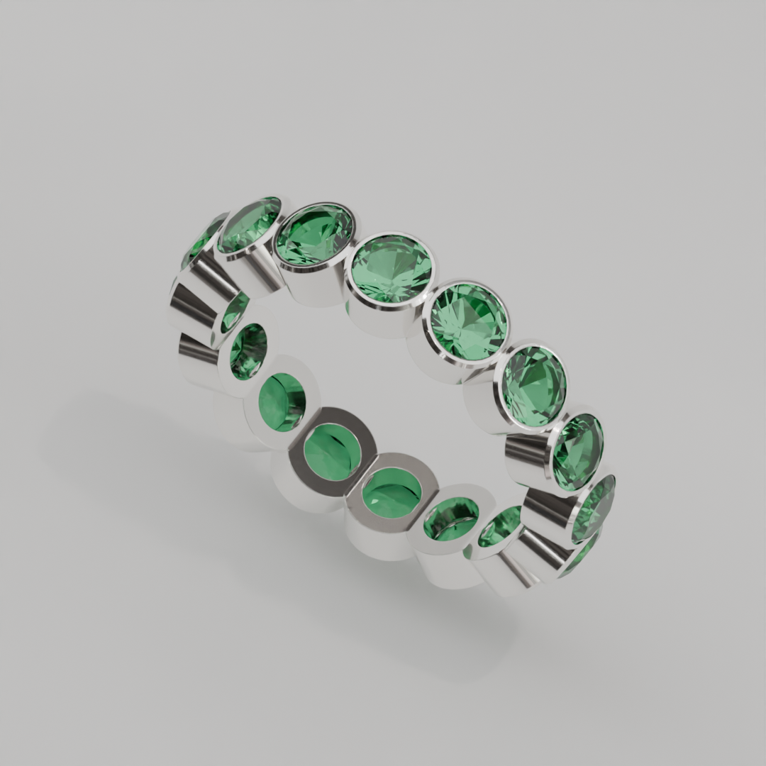 Churumbela Completa Esmeralda BEZEL - Birthstone Mayo - 4.0mm - Churumbela de Oro (10k, 14k, 18k) y Moissanitas