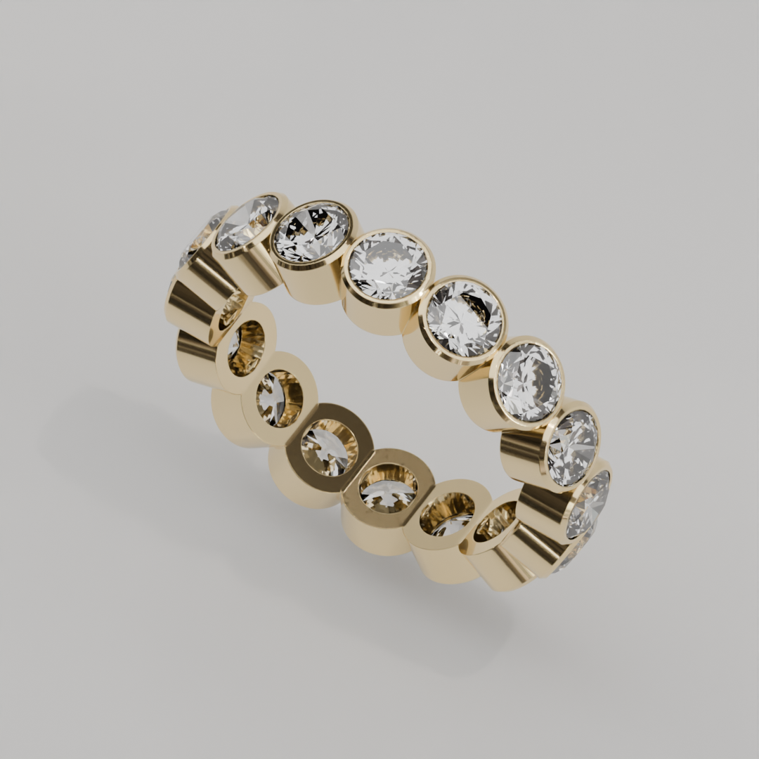 Churumbela Completa BEZEL de 3.5mm Moissanita - Abril - Churumbela de Oro (10k, 14k, 18k) y Moissanitas