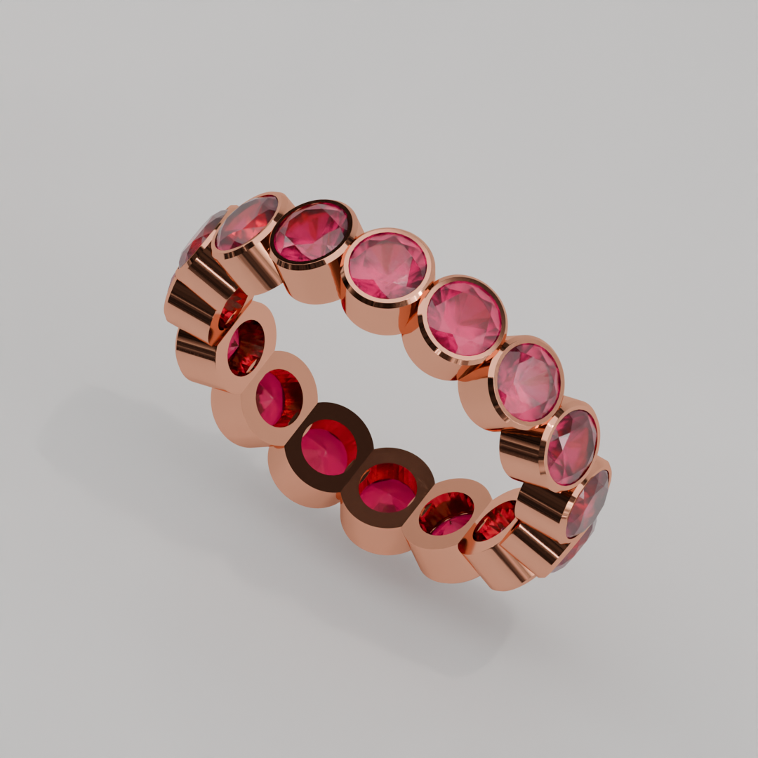 Churumbela Completa Rubi BEZEL- Birthstone Julio - 4.0mm - Churumbela de Oro (10k, 14k, 18k) y Moissanitas — joyería hecha a mano por Zafira MX (foto 9)