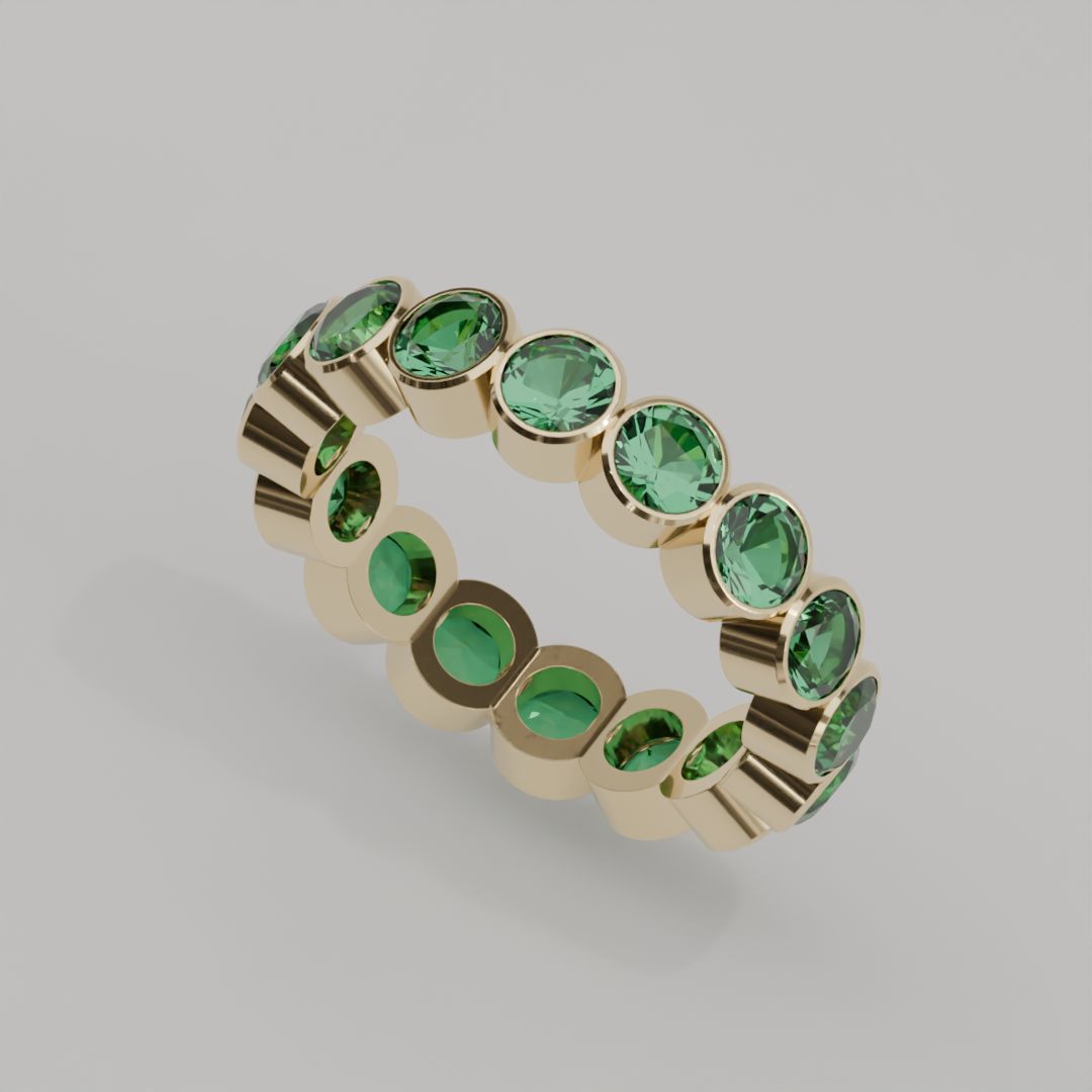 Churumbela Completa Esmeralda BEZEL - Birthstone Mayo - 4.0mm - Churumbela de Oro (10k, 14k, 18k) y Moissanitas