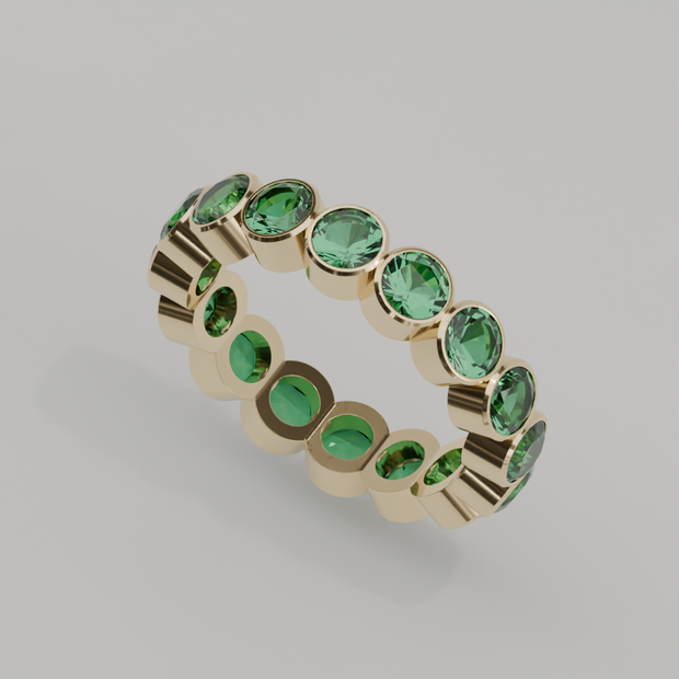Churumbela Completa Esmeralda BEZEL - Birthstone Mayo - 4.0mm - Churumbela de Oro (10k, 14k, 18k) y Moissanitas