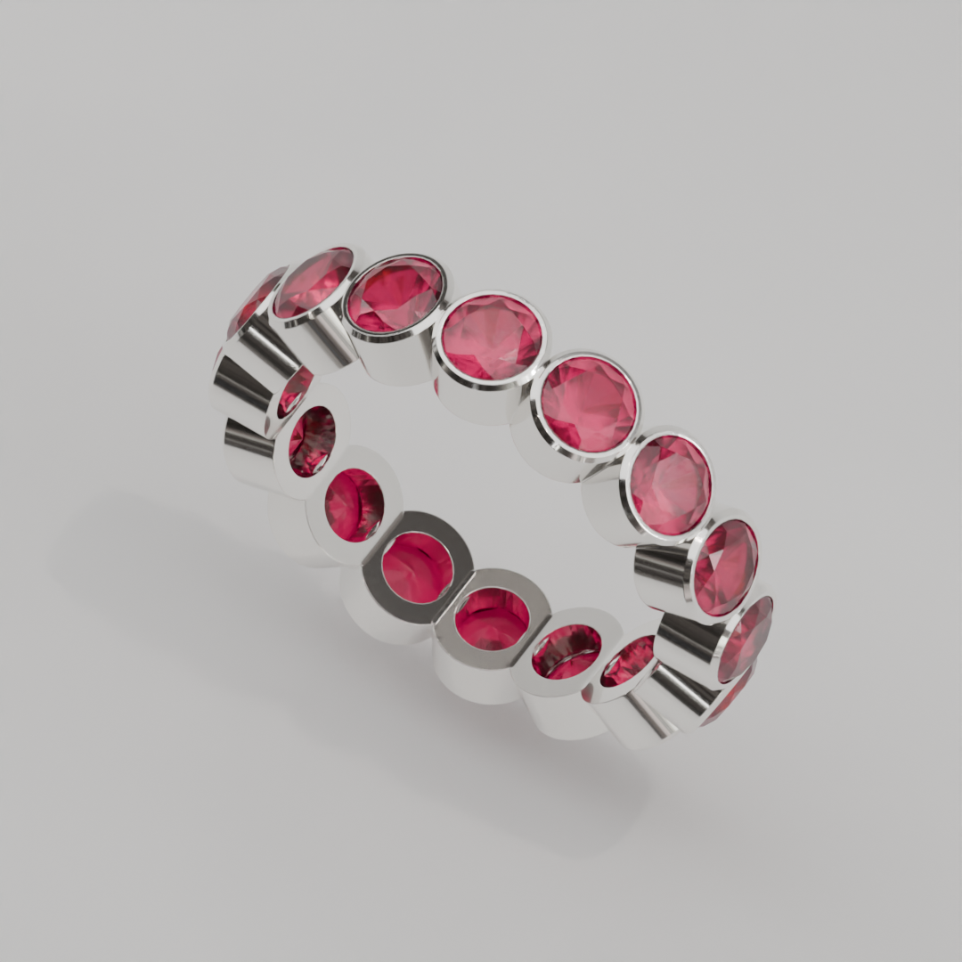 Churumbela Completa Rubi BEZEL- Birthstone Julio - 4.0mm - Churumbela de Oro (10k, 14k, 18k) y Moissanitas — joyería hecha a mano por Zafira MX (foto 6)