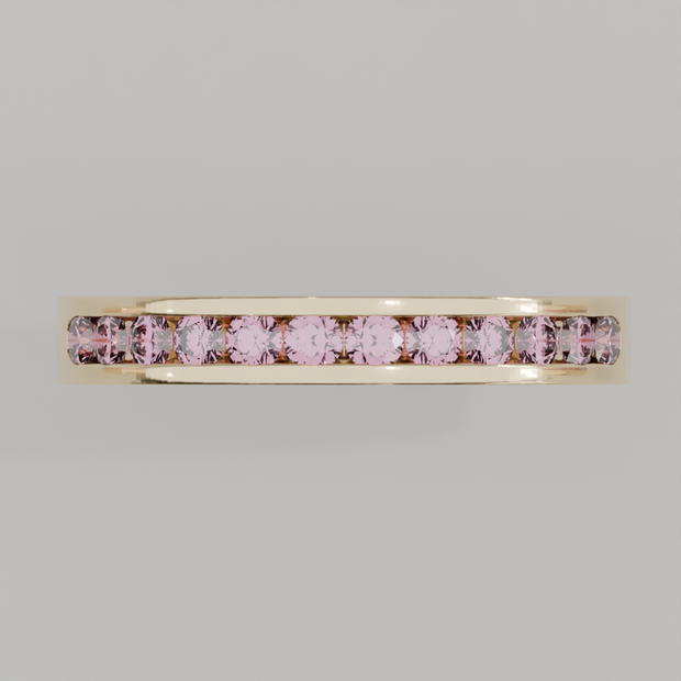 Media Churumbela Turmalina Rosa CANAL- Birthstone Octubre -2.5mm - Churumbela de Oro (10k, 14k, 18k) y Moissanitas