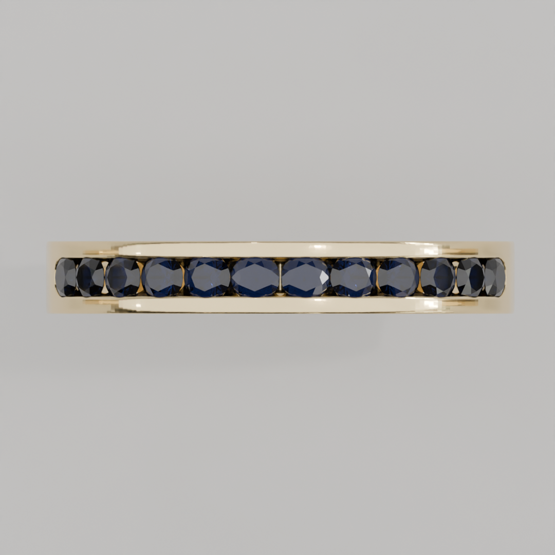 Media Churumbela Zafiro CANAL- Birthstone Septiembre -2.5mm - Churumbela de Oro (10k, 14k, 18k) y Moissanitas