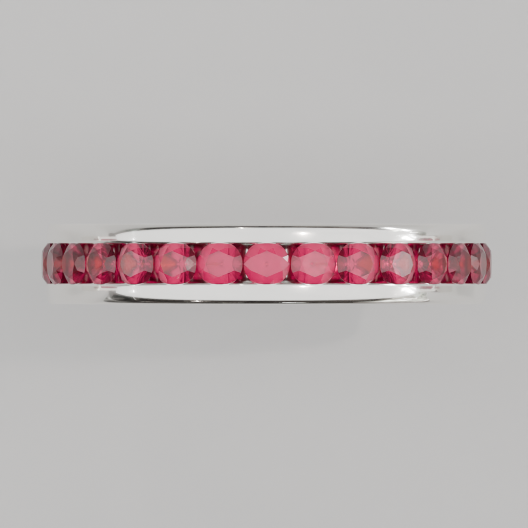 Churumbela Completa Rubi CANAL- Birthstone Julio -2.5mm - Churumbela de Oro (10k, 14k, 18k) y Moissanitas