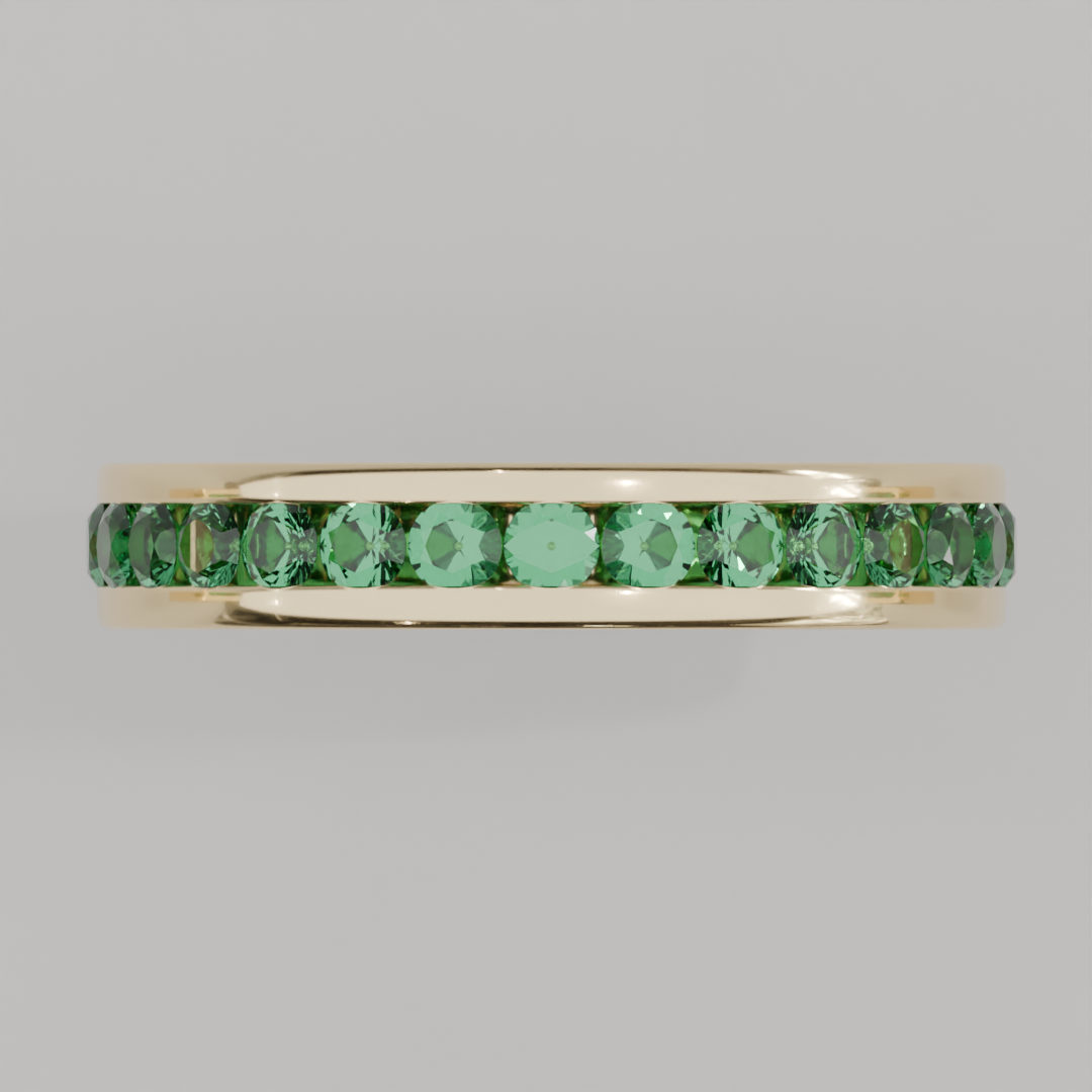 Churumbela Completa Esmeralda CANAL- Birthstone Mayo -2.5mm - Churumbela de Oro (10k, 14k, 18k) y Moissanitas
