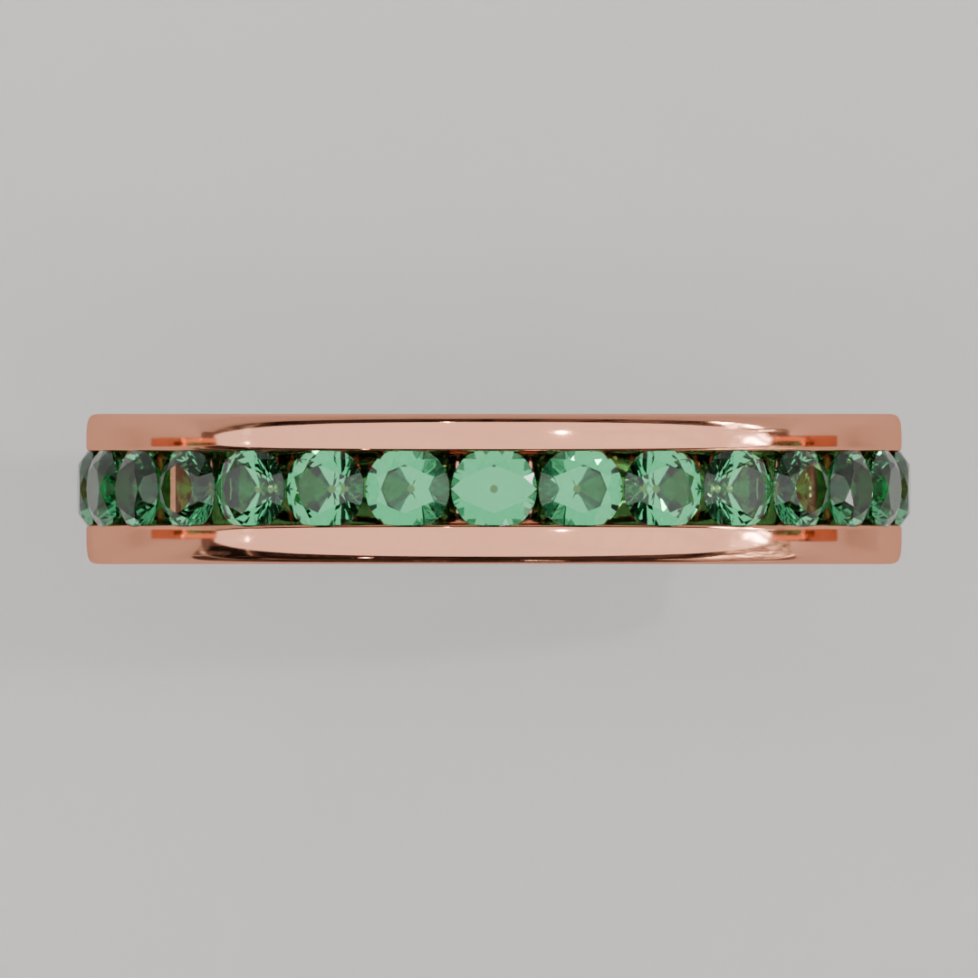 Churumbela Completa Esmeralda CANAL- Birthstone Mayo -2.5mm - Churumbela de Oro (10k, 14k, 18k) y Moissanitas