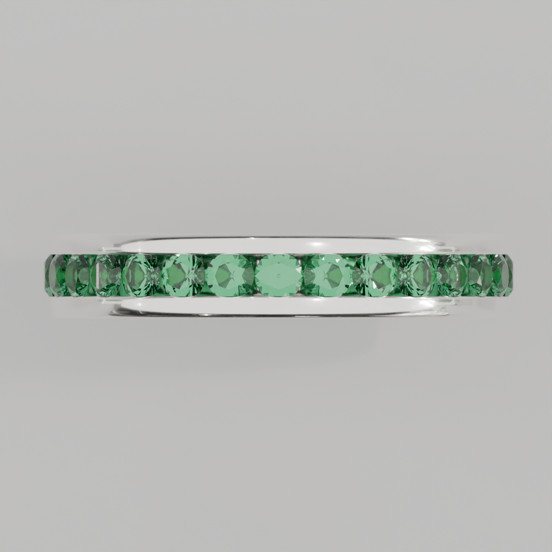 Churumbela Completa Esmeralda CANAL- Birthstone Mayo -2.5mm - Churumbela de Oro (10k, 14k, 18k) y Moissanitas