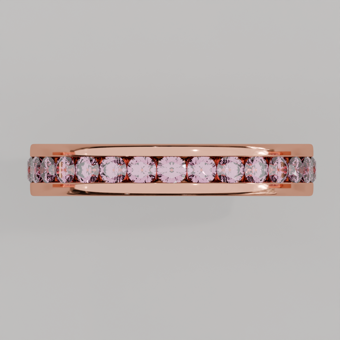 Churumbela Completa Turmalina Rosa CANAL- Birthstone Octubre -2.5mm - Churumbela de Oro (10k, 14k, 18k) y Moissanitas
