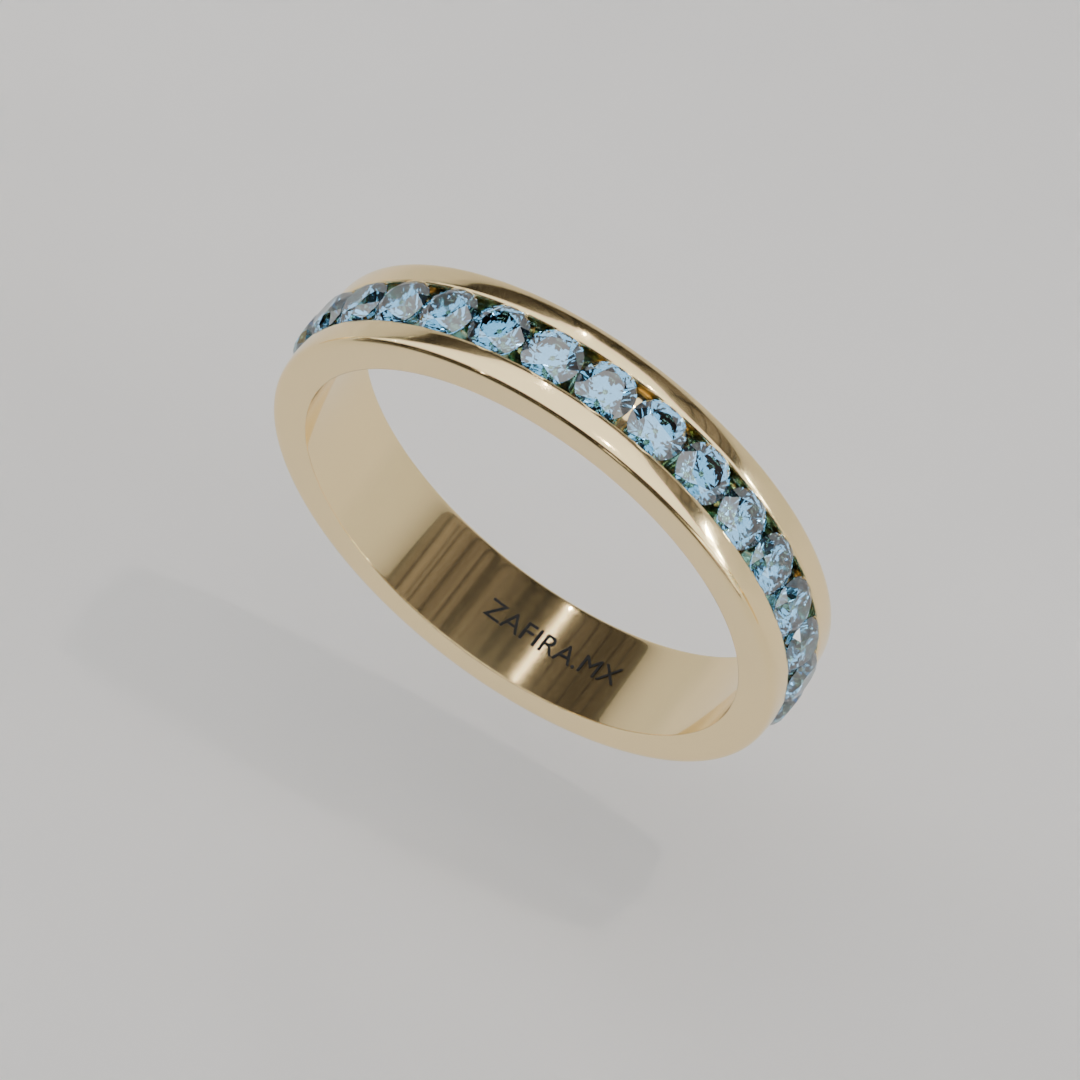 Churumbela Completa Topacio Azul CANAL- Birthstone Diciembre -2.5mm - Churumbela de Oro (10k, 14k, 18k) y Moissanitas