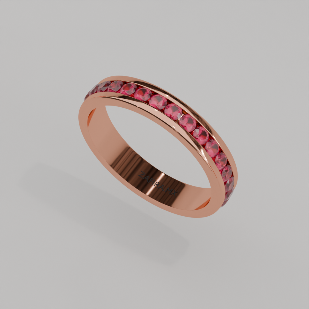 Churumbela Completa Rubi CANAL- Birthstone Julio -2.5mm - Churumbela de Oro (10k, 14k, 18k) y Moissanitas