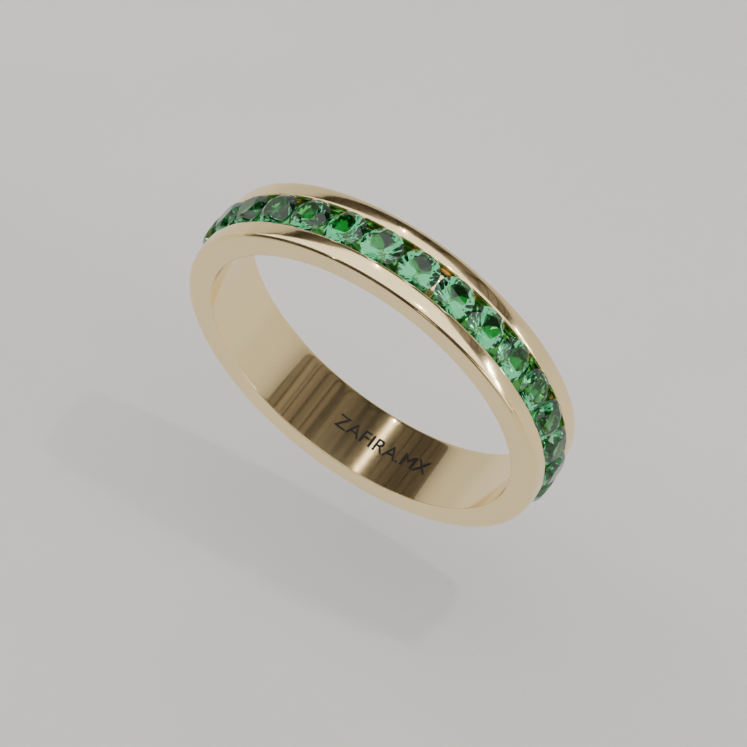 Churumbela Completa Esmeralda CANAL- Birthstone Mayo -2.5mm - Churumbela de Oro (10k, 14k, 18k) y Moissanitas