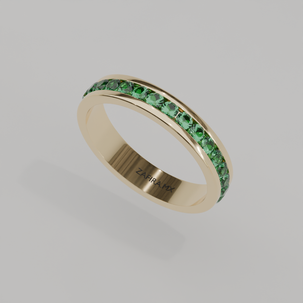 Churumbela Completa Esmeralda CANAL- Birthstone Mayo -2.5mm - Churumbela de Oro (10k, 14k, 18k) y Moissanitas