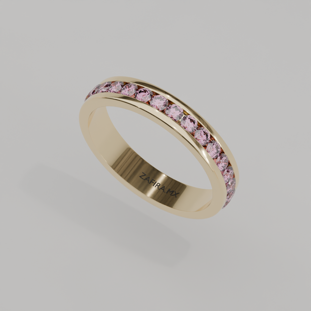 Churumbela Completa Turmalina Rosa CANAL- Birthstone Octubre -2.5mm - Churumbela de Oro (10k, 14k, 18k) y Moissanitas
