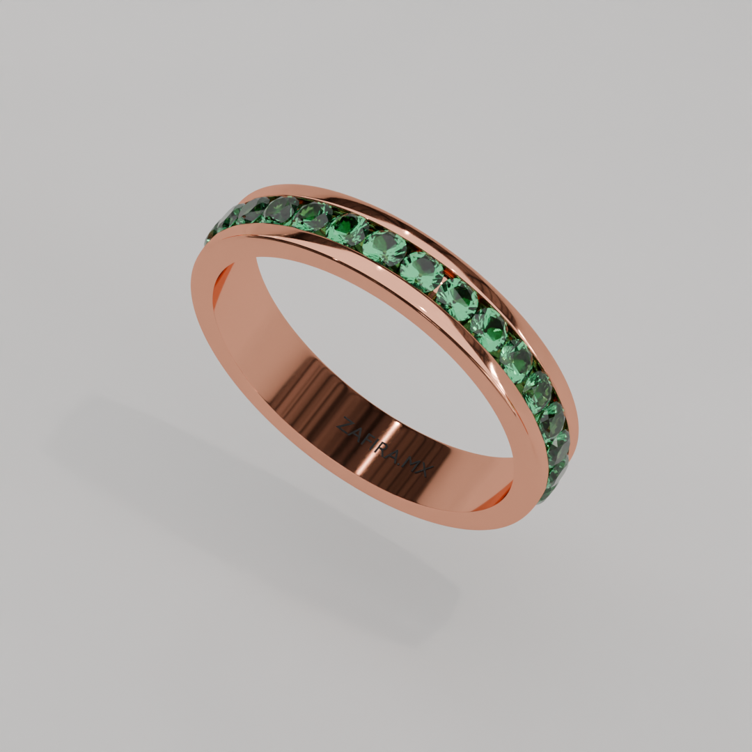 Churumbela Completa Esmeralda CANAL- Birthstone Mayo -2.5mm - Churumbela de Oro (10k, 14k, 18k) y Moissanitas